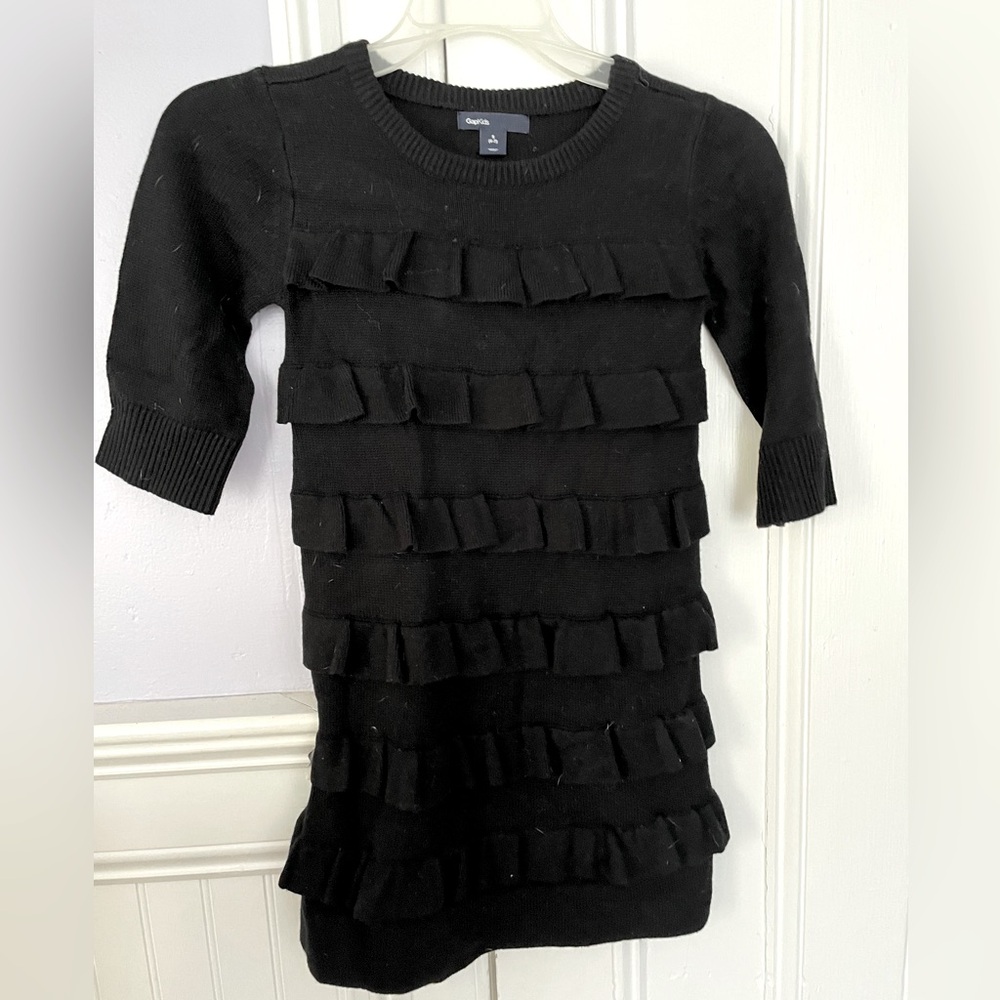 Girls Gap Knot Sweater Dress with front ruffles.